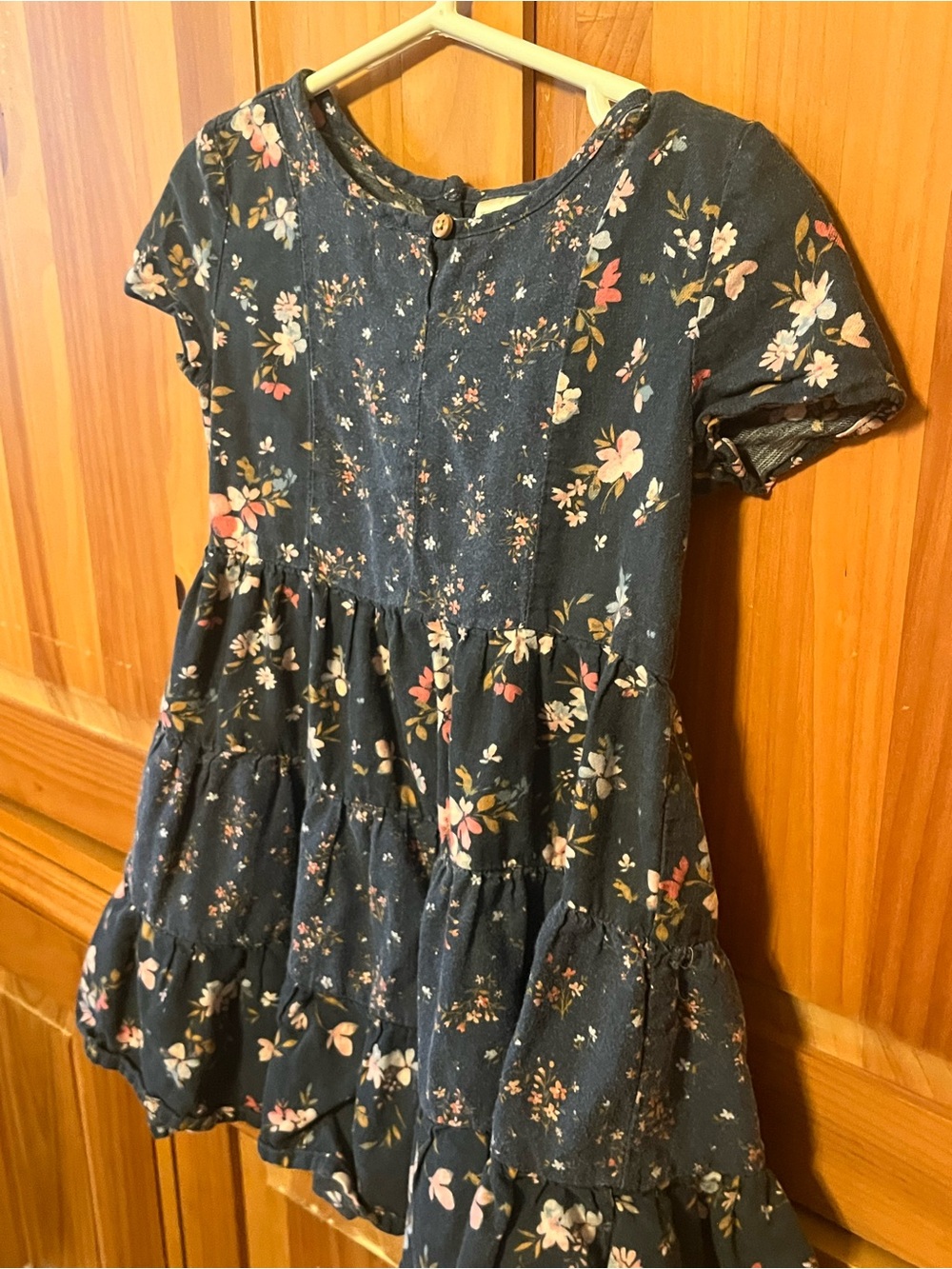 OshKosh B'gosh Navy Floral Tiered Short Sleeve Dress